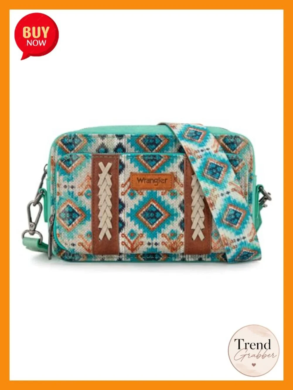 Aztec Crossbody Bag Multi Pocket Shoulder Bag Boho Wallet Purse Faux Leather